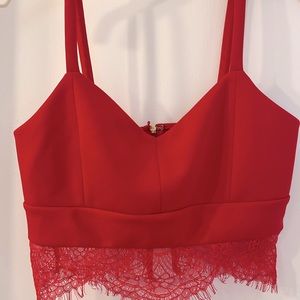 Express Red Crop top with lace